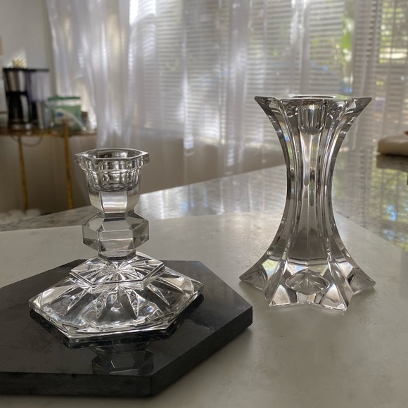 Set of 2 crystal candlestick holders! vintage real crystal - Picture 1 of 12